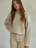 CABLE KNIT CREW PULLOVER SWEATER