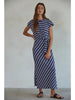 KNIT POLYESTER COTTON STRIPED MAXI DRESS