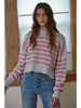 KNIT SWEATER STRIPED CROP PULLOVER